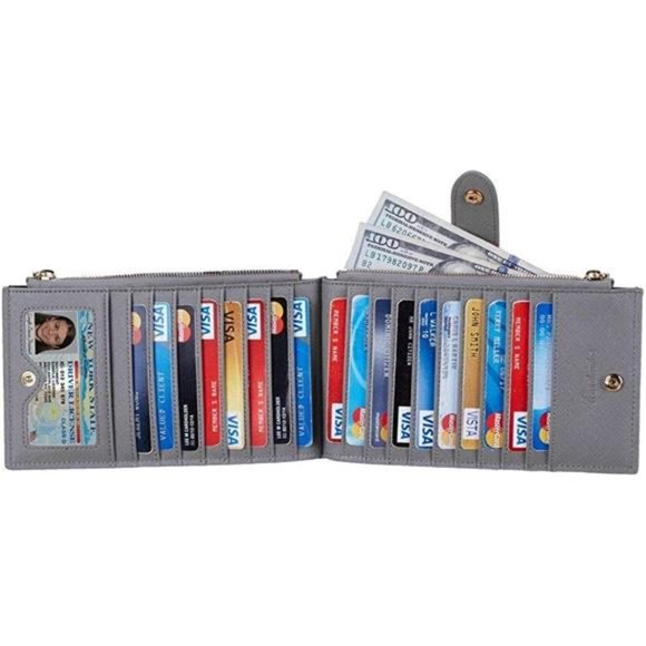 Womens Wallet RFID Blocking Bifold Multi Card Case Wallet with Zipper Pocket - Picture 4 of 4